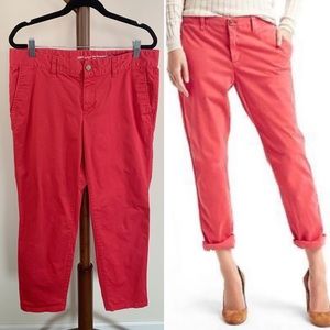 GAP FACTORY Girlfriend Khaki Ankle Pants Deep Coral Red Size 6 Cotton Spandex